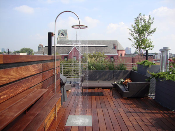 Decking with outdoor shower